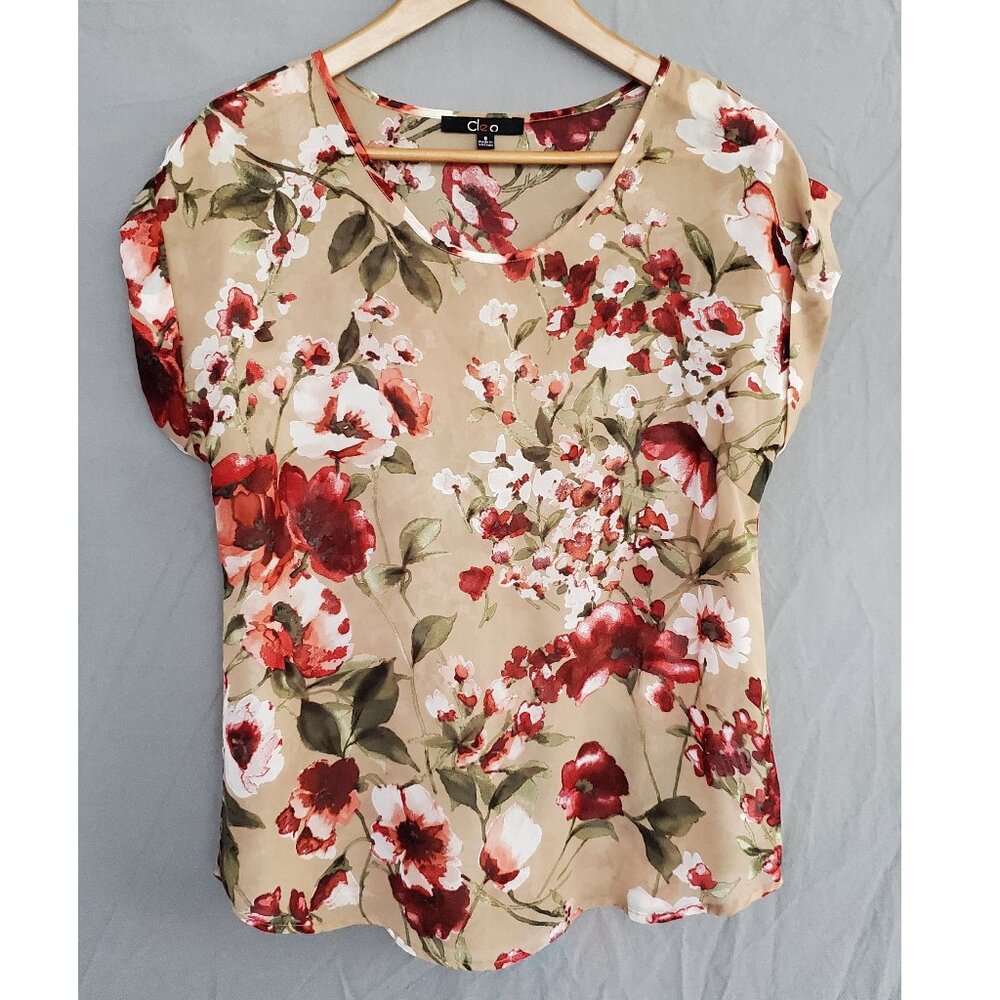 Tan Flowery Top